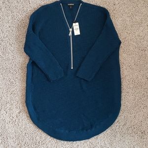Express Teal 3/4 Sleeve Tunic Sweater Top Small